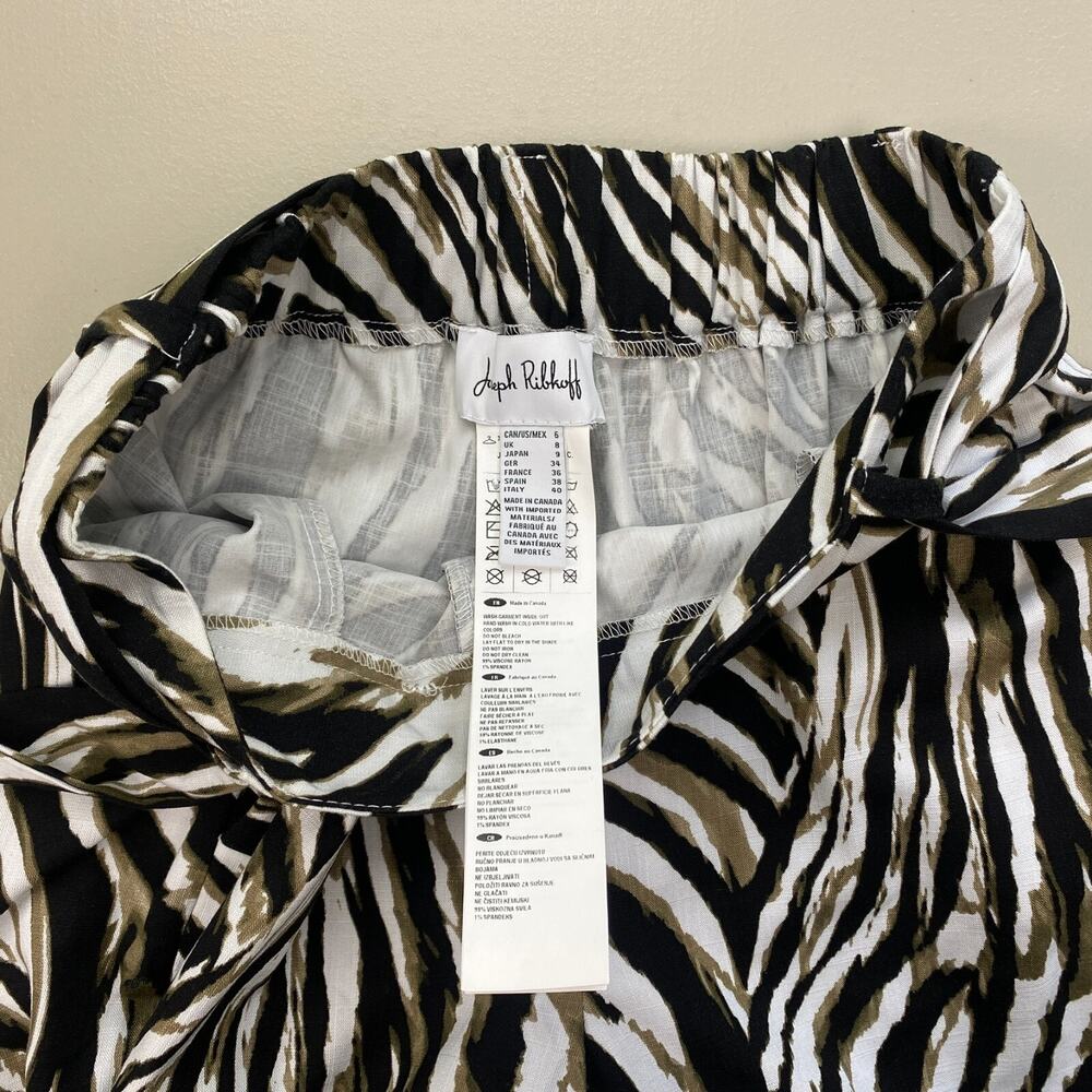 Joseph Ribkoff Culotte Pants Womens 6 Animal Print Neutral Pull On Crop 27"L NEW - Picture 9 of 13